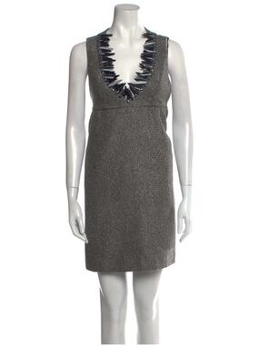 Anna Sui Gray Tweed Mini Dress with pockets